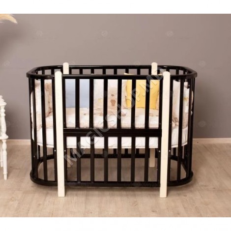 Pătuț pentru copii NELI 125x60 cm Ivory; Wenge